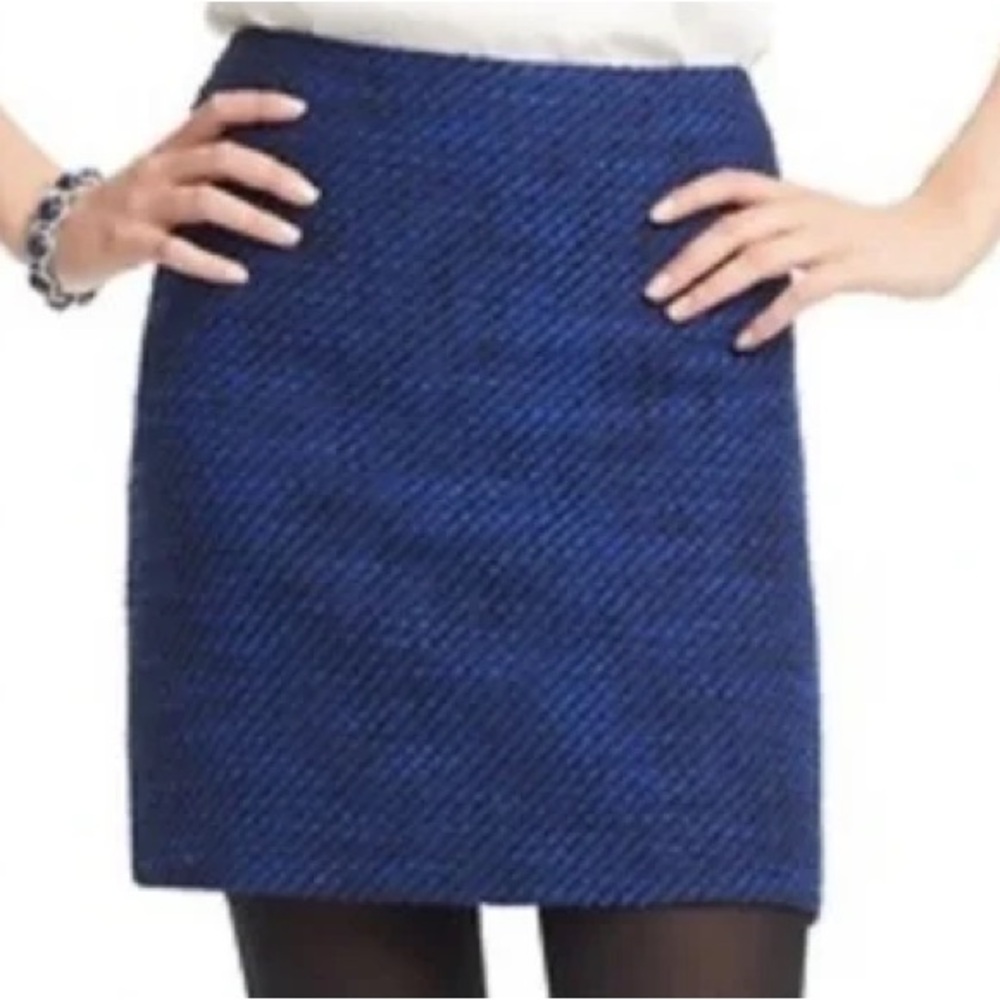 Loft Blue Black Tweed Lined Career Casual Miniskirt 3395